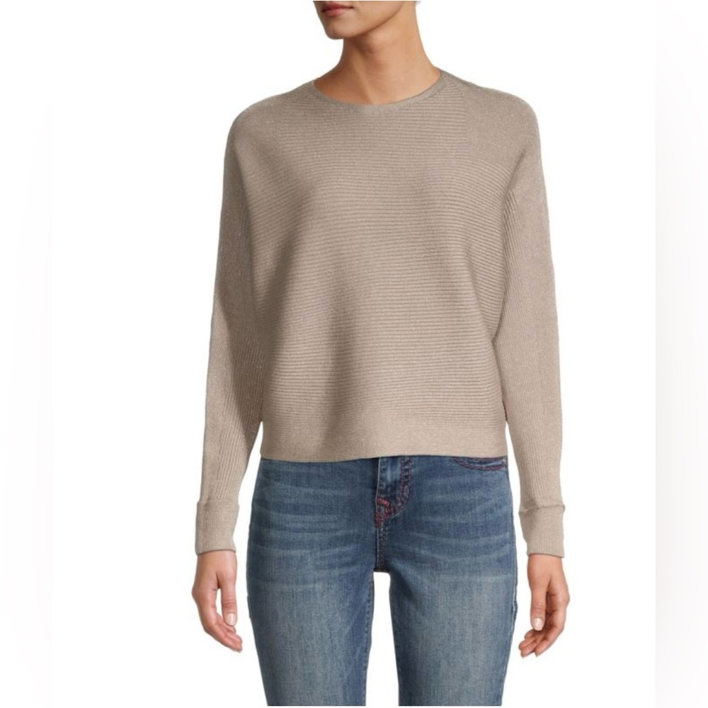 T Tahari Lurex-Knit Dolman-Sleeve Sweater. Size XL